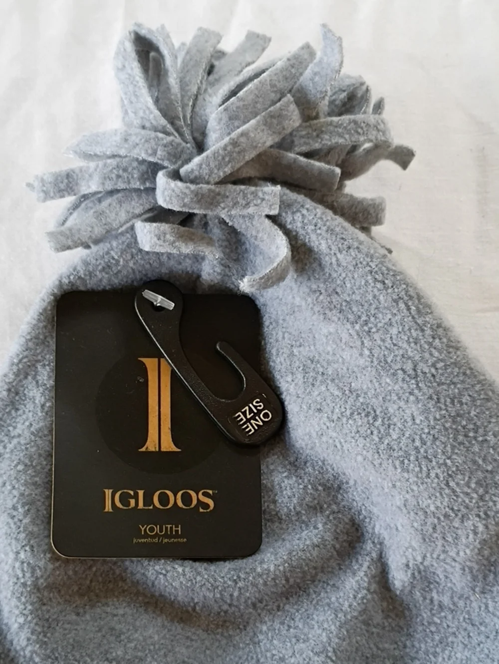 NWT Igloos Youth Fleece Pom Beanie - Light Gray One Size Fits Most Winter Hat